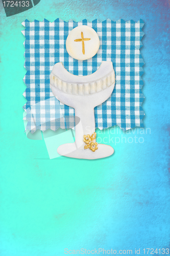 Image of riser chalice card, my first communion for boys