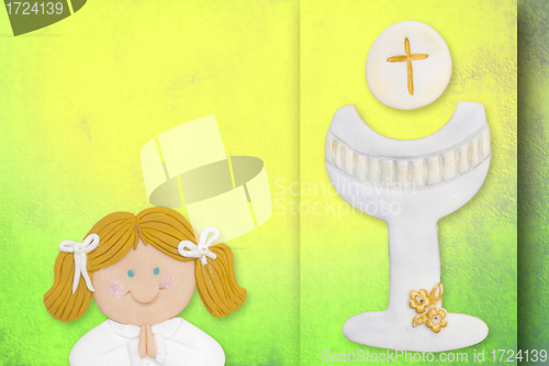 Image of first communion greeting card, girl