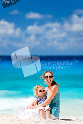 Image of Mother and daughter at beach