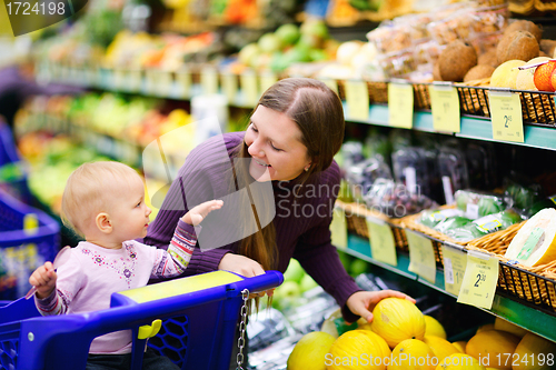 Image of Family buying fruits in supermarket