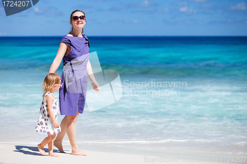 Image of Mother and daughter at beach