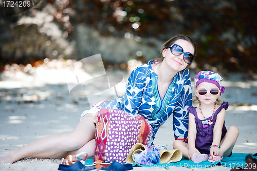 Image of Mother and daughter on beach