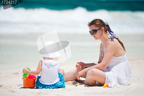 Image of Mother and daughter on vacation