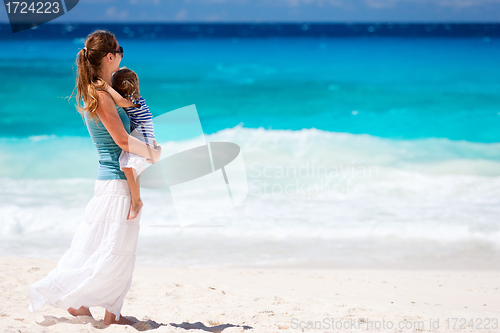 Image of Mother and daughter at beach