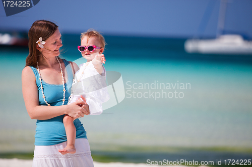 Image of Mother and daughter portrait at beach