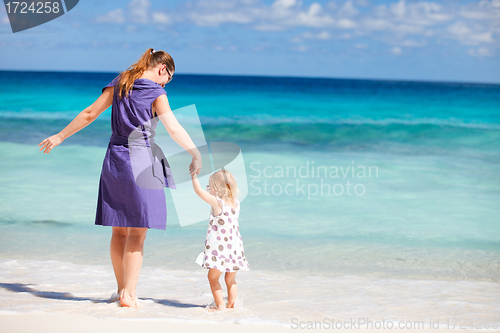 Image of Mother and daughter at beach
