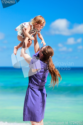 Image of Mother and daughter on beach vacation