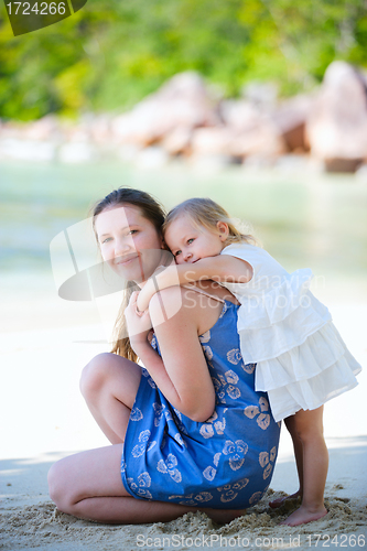 Image of Mother and daughter on beach