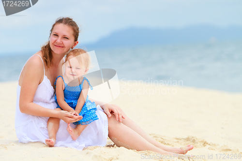 Image of Mother and daughter at tropical beach