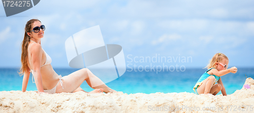 Image of Mother and daughter on beach vacation