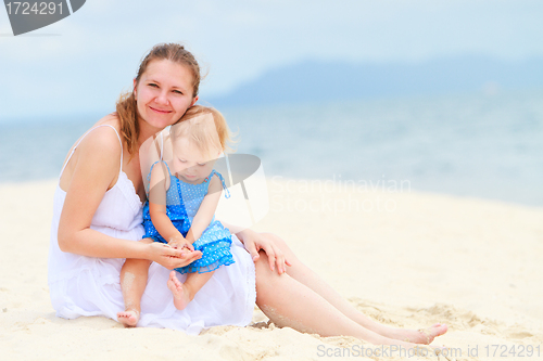 Image of Mother and daughter at tropical beach