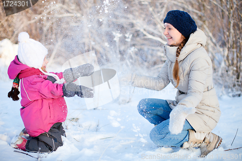 Image of Mother and daughter outdoors at winter