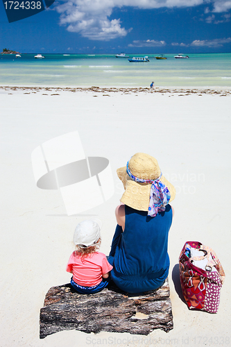 Image of Mother and daughter on beach vacation
