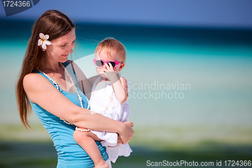 Image of Mother and daughter portrait at beach