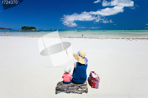 Image of Mother and daughter at beach