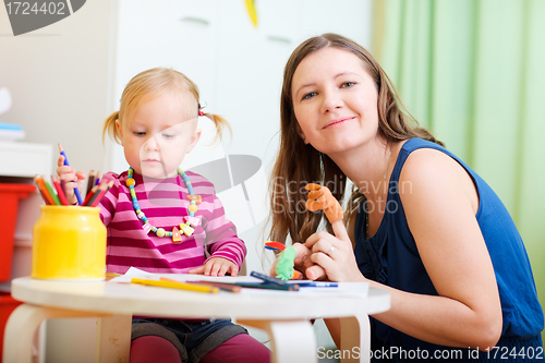 Image of Mother and daughter playing together