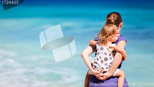 Image of Mother and daughter on beach vacation