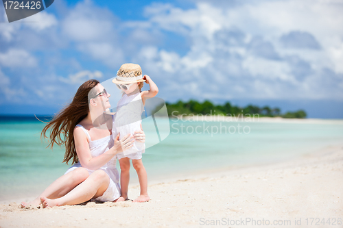 Image of Mother and daughter at tropical beach