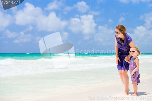 Image of Mother and daughter at beach