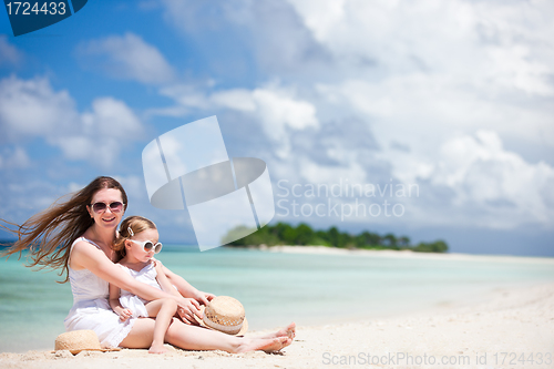 Image of Mother and daughter at tropical beach