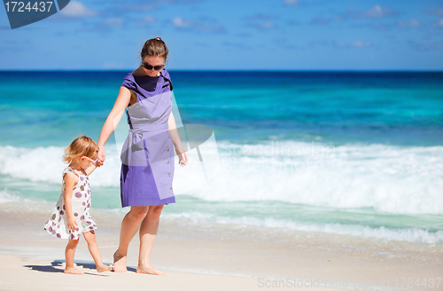 Image of Mother and daughter at beach