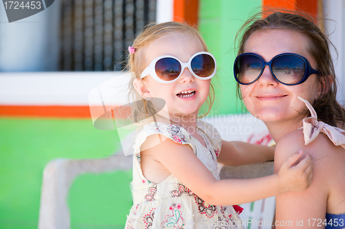Image of Mother and daughter at Caribbean vacation