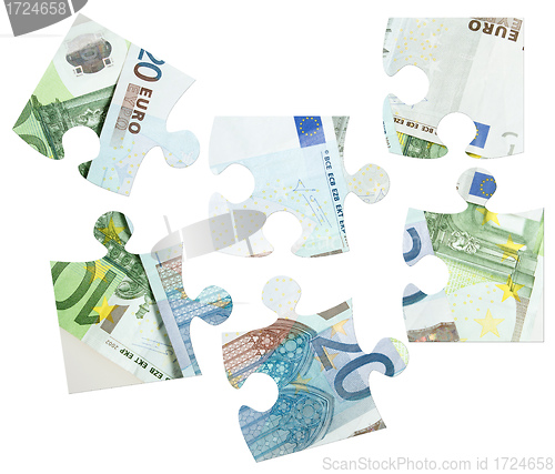 Image of pieces of Euro banknotes puzzle