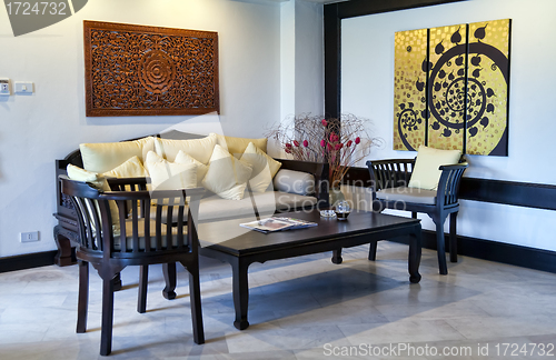 Image of coffee table in a hotel room