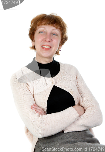 Image of portrait of a smiling middle-aged woman