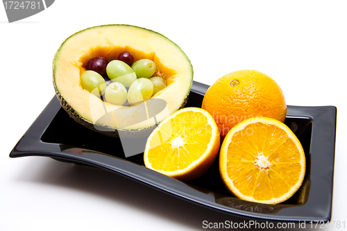 Image of Melon with grapes and grapes