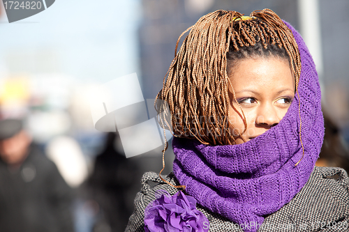 Image of woman with purple scarf