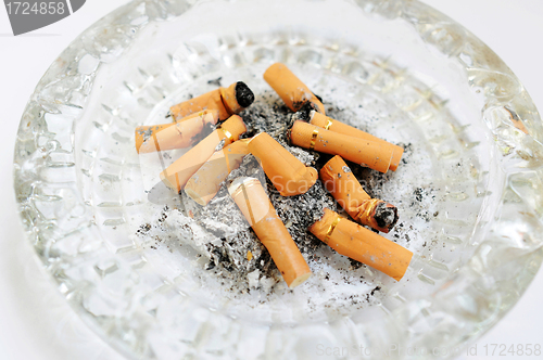 Image of Ashtray with cigarette butts