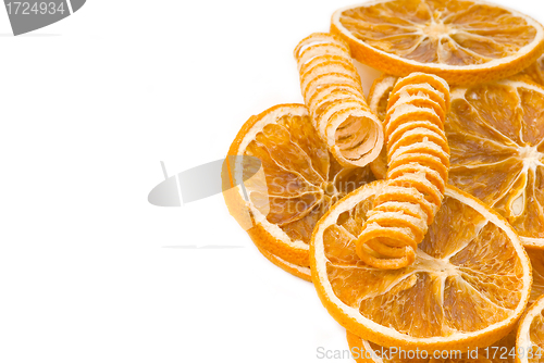 Image of orange flavoring background isolated 