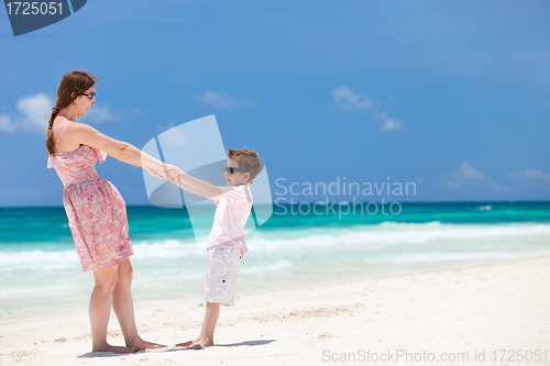 Image of Mother and son at beach