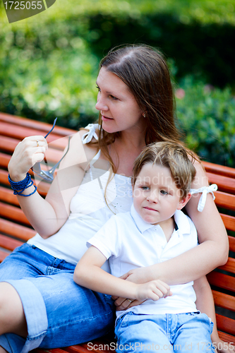 Image of Mother and son outdoors