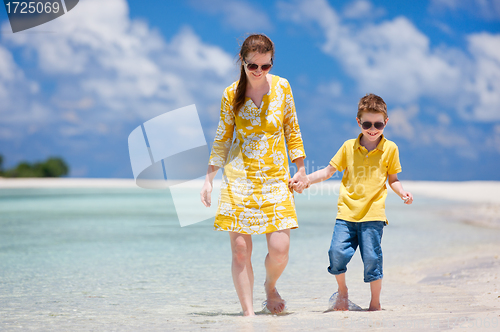 Image of Mother and son at beach