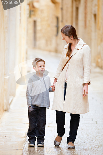 Image of Mother and son outdoors