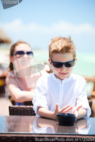 Image of Mother and son outdoors