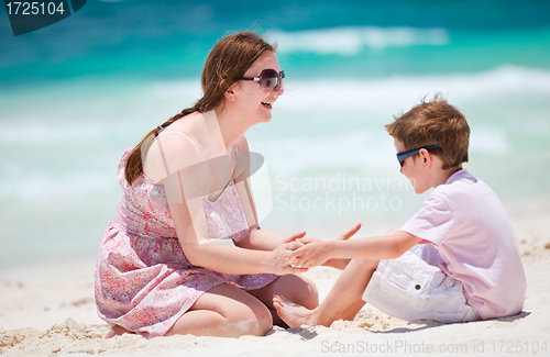 Image of Mother and son at beach