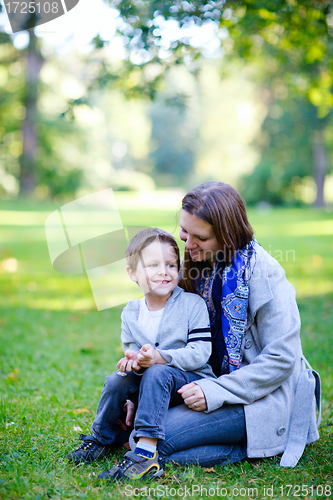 Image of Mother and son outdoors