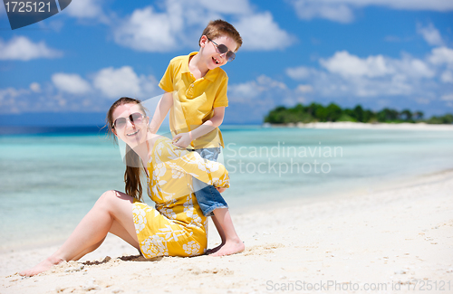Image of Mother and son at beach