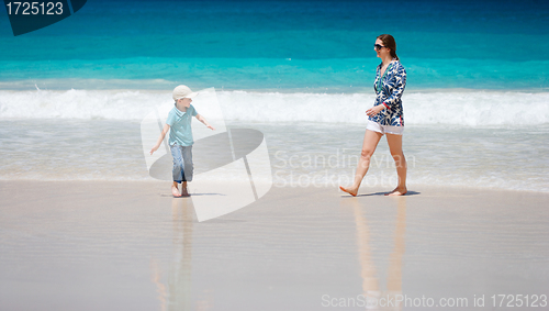 Image of Mother and son at beach