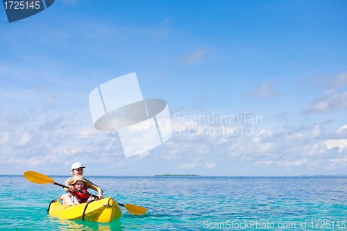 Image of Mother and son kayaking 
