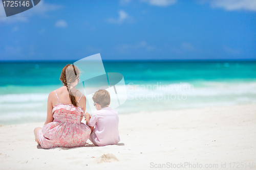 Image of Mother and son at beach