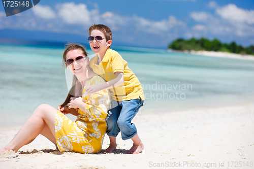 Image of Mother and son at beach