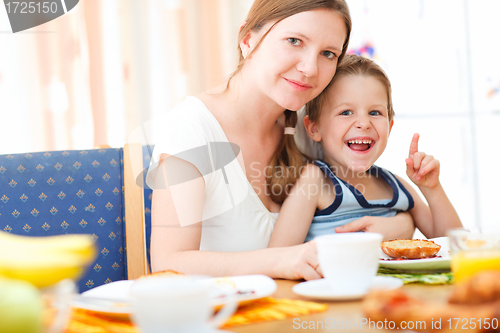 Image of Mother and son having breakfast