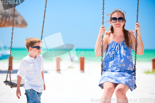 Image of Mother and son at playground