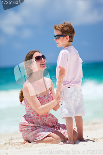 Image of Mother and son at beach