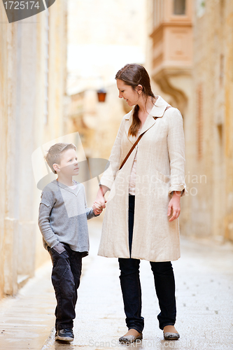 Image of Mother and son outdoors