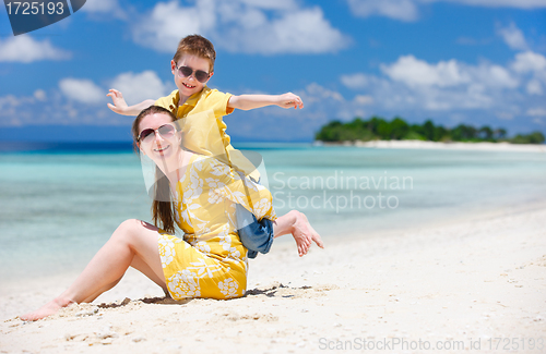 Image of Mother and son at beach